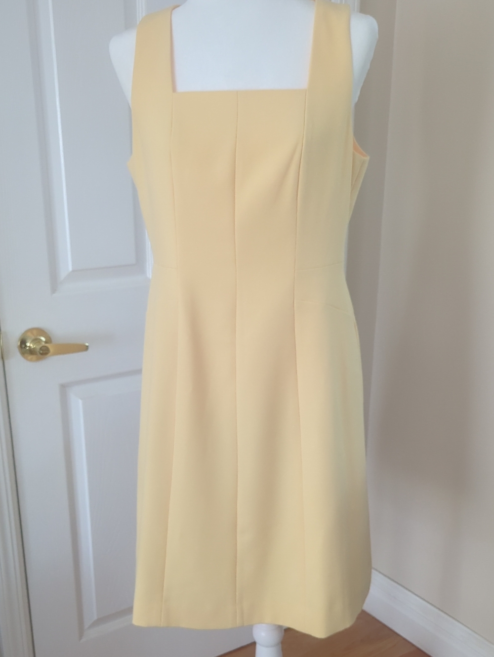 J. Crew Sleeveless Square-Neck Shift Dress in Soft Yellow